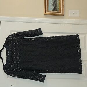 Loft size 2 zip back lace overlay dress dark green